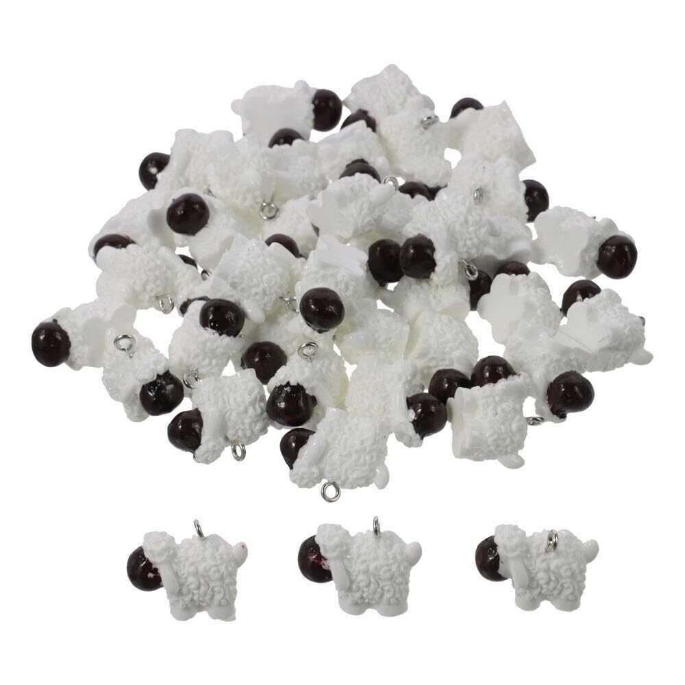 9827 40 Pcs Sheep Resin Charms, 3D Cartoon Pendants Mini Animal Pendants